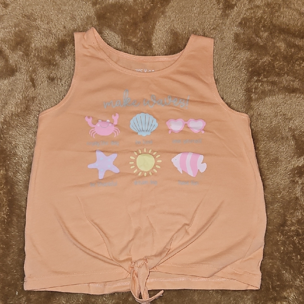 Peach Kids Tank Top with Fun Graphics